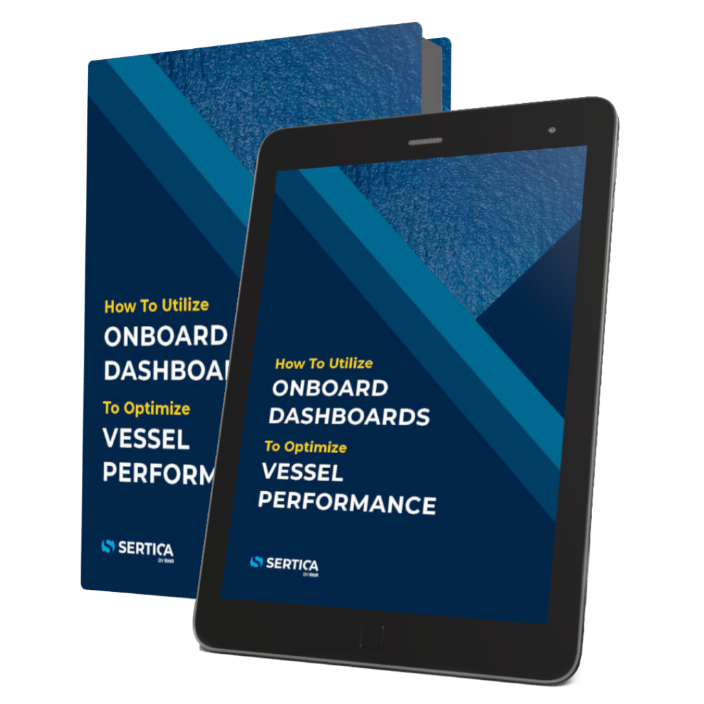 A mockup of a book and a tablet with SERTICA Guide How to Utilize onboard Dashboards on the cover