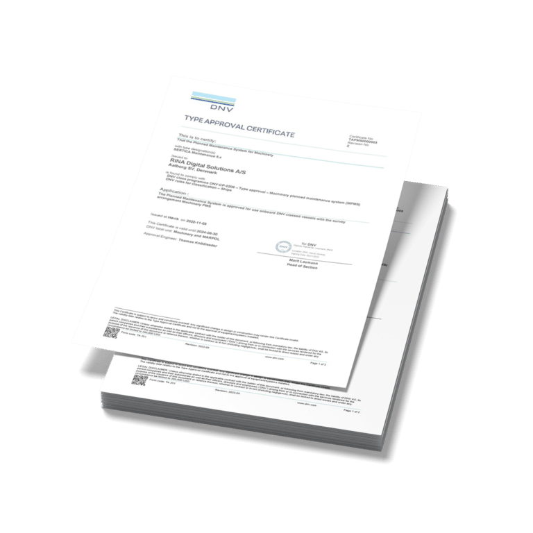 A mockup of DNV Type Approval Certificate