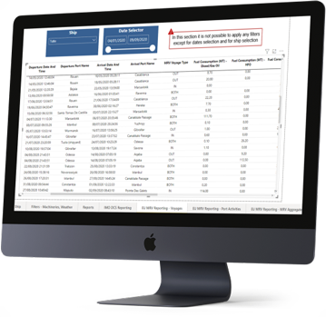 A screenshot of SERTICA Vessel Reporting System