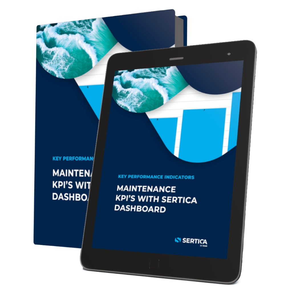 A mockup of a book and a tablet with SERTICA paper Key Performance Indicators on the cover