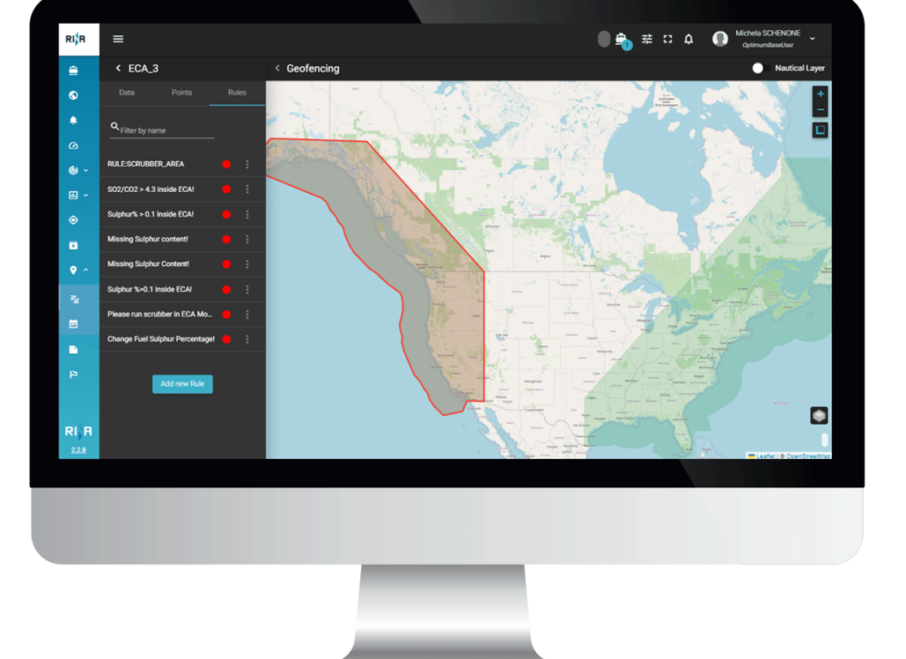 A screenshot of SERTICA Performance Geofencing dashboard