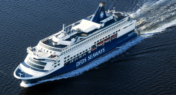 DFDS passenger ship cruising through the sea